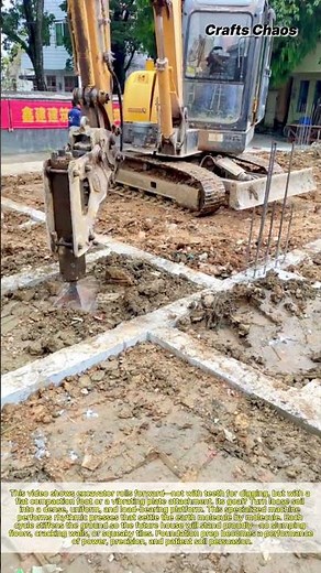 Excavator specially designed for compacting soil: The process of house foundation preparation