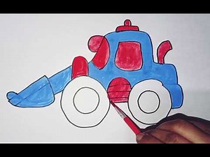 How to draw cute and easy Bulldozer | Easy Drawing, Painting and Coloring for Kids & Toddlers