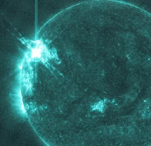 SOLAR ACTIVITY IS HIGH: Suddenly, the sun is very active. Yesterday, Earth-orbiting satellites detected two powerful X-class solar flares. This interest-compressed movie from NASA's Solar Dynamics Observatory shows both: The northern flare ( X 1. 8 ) came from active sunspot 4274. The southern flare ( X 1. 1 ) came from a sunspot hidden behind the sun's limb. It was probably more powerful than its nominal classification because the flare was partially eclipsed by the edge of the solar disk. Ther
