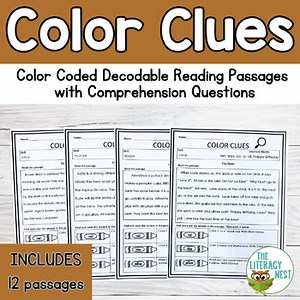Color Code Decodable Reading Passages with Comprehension Questions