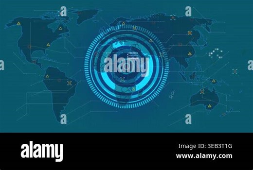 Animation of processing circle over world map on green background. Global network, communication, data processing and technology concept digitally generated video Stock Video Footage - Alamy