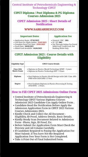 Central Institute of Petrochemicals Engineering & Technology 💡👉CIPET Admissions 2025 #CIPET