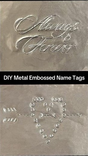 Metal embossing name tags for my holiday dinner #metalembossing #metalembossedart #nametags