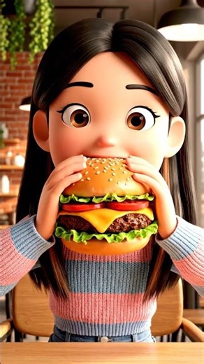 Eating Hamburger #hamburger #3danimation #food #shortvideo #mukbang #shortsvideo #eating #animation