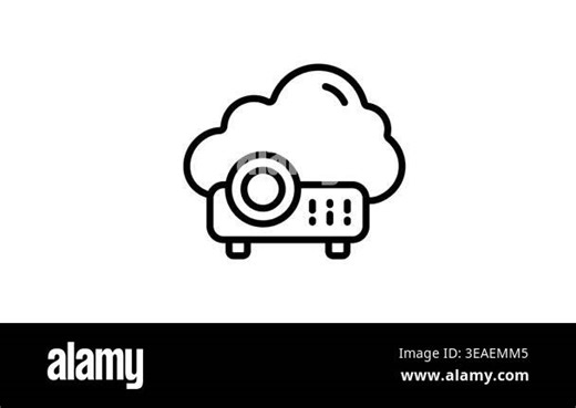 Grab this handy line animated icon of cloud projector Stock Video Footage - Alamy