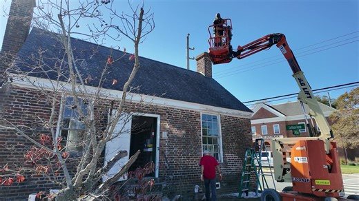 4.7K views · 13 reactions | Restoration work is underway on the historic debtors' prison in the town of Accomac. Crews are using original materials and some original methods for the first exterior phase of the project. Tune into WBOC News at 6 PM to hear what the future of the more than 200-year-old jailhouse may hold after its makeover. | WBOC TV 16 Delmarva's News Leader | Facebook