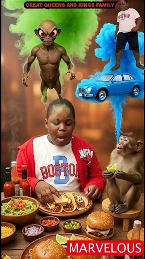 Funny Cute Monkey and Marvelous Eat tacos then fart funny video😂 alien car asmr #mukbang #cute #fyp