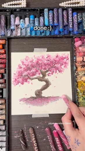 Drawing an easy oil pastel tree 🌸 #arttutorial #oilpastel #drawing #tree