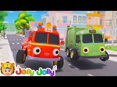 Wheels On The Bus Go To The City | Vehicles Song | Jolly Jolly - Nursery Rhymes