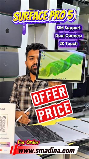 🔥 Microsoft Surface Pro Gen 5 – SIM Supported Premium Device 🔥🚀 🔥 KEY HIGHLIGHT – SIM CARD SUPPORT 🔥📶 Dual SIM Supported✅ 1 Physical SIM✅ 1 eSIM🌍 Work Anywhere – Internet Without Wi-Fi!✨ Specifications:✅ Intel Core i5 7th Gen | 2.60GHz✅ RAM: 8GB | Storage: 256GB SSD✅ 12.5″ 2K Touchscreen Display✅ Face Unlock✅ Dual Cameras (Front & Rear) 📸✅ Intel Integrated Graphics✅ Windows 10 Pro (Genuine)✅ MS Office Installed✅ USB Type-C Port✅ Backlit Keyboard ⌨️✅ SD Card Slot💼 Best For:✔ Office Work✔