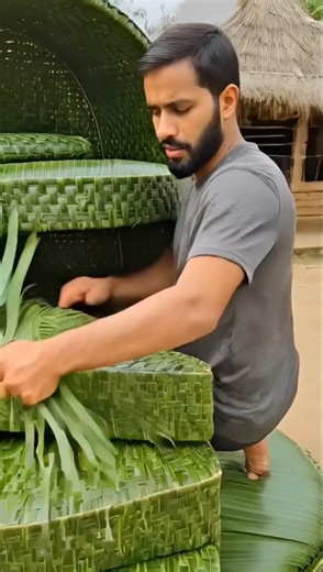 Modern luxury village two floor bedroom leaf craft interior model🍃💎#HandmadeReels #EcoDesign #DIYArt