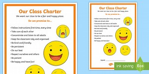 Editable Class Charter Emoji Themed Display Poster