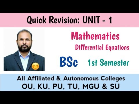 Maths UNIT 1 Last Minute Quick Revision 2025-26 BSc 1st Semester I Sem Imp OU KU TU PU MGU SU