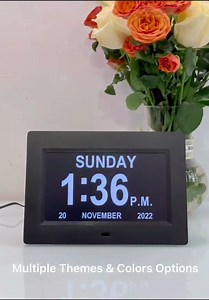 [New Version] 7 Inch Day Clock - 19 Alarms,20 Custom Reminder, Remote Control, Level 10 Auto Dimmable Display Calendar Clock, Non-Abbreviated Day Date Alarm Clock for Impaired Vision Dementia Seniors