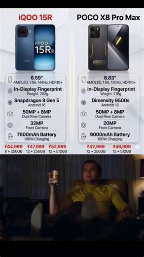 🚀 iQOO 15R या POCO X8 Pro Max? Best Phone Under Budget! 💥 #poco #iqoo #smartphone