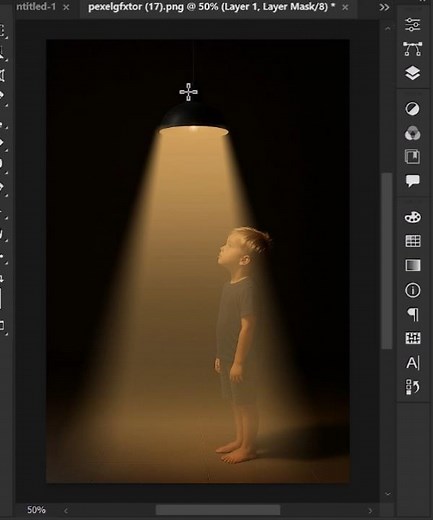 How to create a realistic lamp light effect easily using field blur with Photoshop