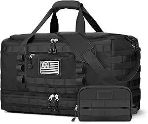 ETRONIK Gym Bag for Men Women, Carry on Luggage 22x14x9 Airline Approved, Tactical Travel Duffle Bag with Toiletry Bag and Shoe Compartment, Weekender Overnight with Wet Pocket for Workout, Black