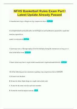 NFHS Basketball Rules Exam Part I Latest Update Already Passed1028