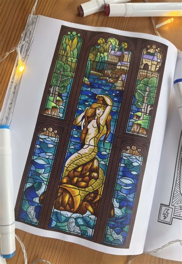 🧜‍♀️Coloring mermaid scene from “Harry Potter and the Goblet of Fire” 📚Book: Harry Potter - Magical places & characters #coloring #harrypotter #markers #mermaid #art