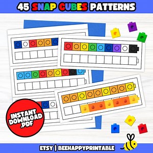 Printable Snap Cube Pattern, Color Pattern, Pattern Copy Cards, Counting or Connecting Cubes, Color Recognition, Maths Printable Centers - Etsy