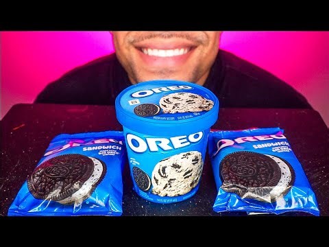 ASMR OREO ICE CREAM SANDWICHES OREO ICE CREAM MUKBANG EATING SOUNDS NO TALKING