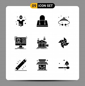 Download 9 Thematic Vector Solid Glyphs and Editable Symbols of education media crown video luxury Editable Vector Design Elements for free