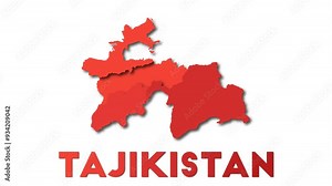 Tajikistan map showing regions. Animated country map with title. 4k resolution animation.