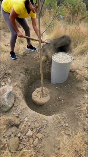 A step-by-step guide to deep root watering for trees using a pipe system 🌳💧#AI