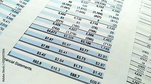 Finance statement report pf balance sheet of company. Analyzing money balance. Expenditure and revenue, profit statistics