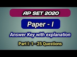 APSET 2020 Paper 1 Key with Explanation Part-1: 1-25 Questions I In Telugu I Seshu Creations