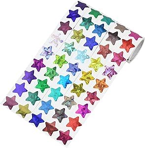 Holographic Star Stickers in 30 Colors, 1" Kids Reward Star Stickers Behavior Chart Labels for Kids Students Teachers Supplies