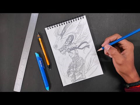 How To Draw Naruto Uzumaki with Kurama (Nine-Tails Fox) | Step by Step Anime Drawing