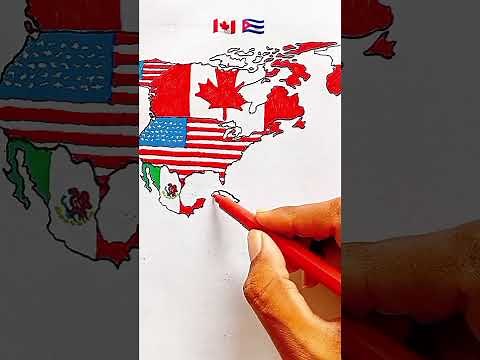 How to Draw Complete Flag Map of North America 🌎 #northamerica #flag #drawing
