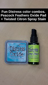 Fun Distress color combos. Peacock Feathers Oxide Pad Twisted Citron Spray Stain | Joggles Mixed Media Art Supplies
