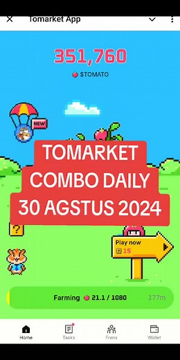 HAMSTER 1X HEAD TOMATO 2X HAMSTER 1X TOMARKET COMBO DAILY 30 AGSTUS 2024 #TOMARKET #FYP