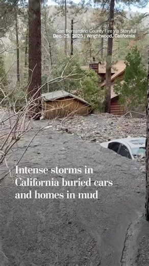 Intense storms in California buried cars and homes in mud