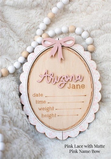 Pink Bow Coquette Birth Stat Sign Birth Announcement Sign for Hospital/ Birth Stat Sign Girl/ Name Sign Newborn Milestone/ Toile Photo Prop - Etsy
