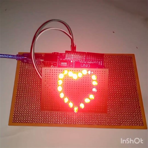 arduino board through operate heart shape light 👍