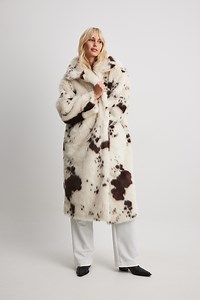 Faux Fur Printed Coat Multicolor