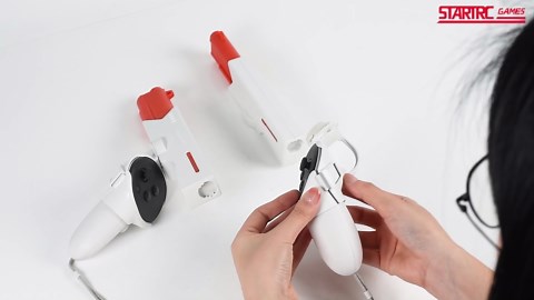 VR PistoI Grip for Meta Quest 3/Quest 3S Controllers, 2-in-1 Design VR Gun Stock Handle Accessories for Oculus Quest 3/Quest 3S, Enhanced FPS Games Reality Holding Feels