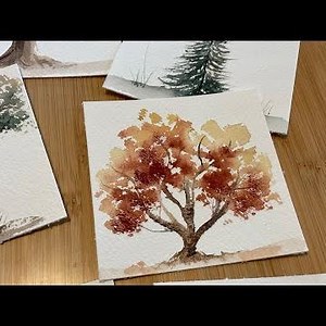 How to paint a beautiful Japanese maple tree with watercolor paints #artshorts #paintingtrees