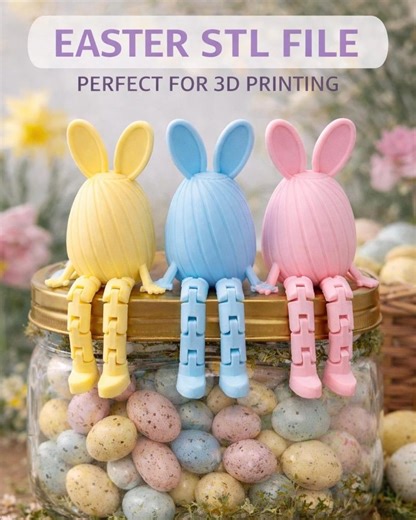 STL Easter Bunny 3D Print File, Articulated Bunny Egg 3D Print File, Bunny With Flexible Legs, Easter Spring Decor (3MF Instant Download) - Etsy