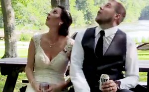 Watch: Couple escape injury during wedding day shoot