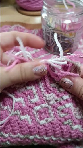 Finishing up mosaic crochet blanket “Aztecana” by Beba Blanket!