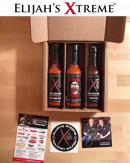 🔥Handcrafted, gourmet, award winning hot sauces with flavor and heat! Our Elijah's Xtreme Trio hot sauce box will make a great gift or addition to your sauce collection! Click the link to learn more about the Scoville Heat Units and amazing flavors of the hot sauces included in our Xtreme Trio box! Limited time 15% discount offered now. #ElijahsXtreme #HotSauce #Gourmet | Elijah's Xtreme Hot Sauce