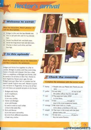 Extra episode 1 part 1 worksheet