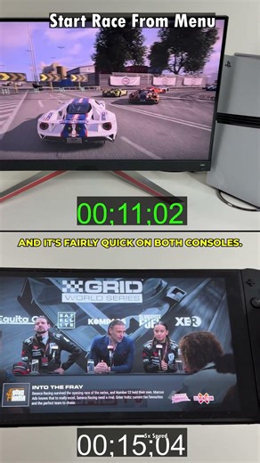 Loading Times of Nintendo Switch 2 vs. PS5 | Grid Legends Comparison