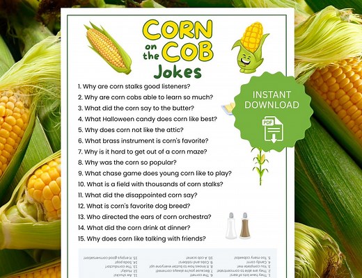Corn on the Cob Jokes for Kids, Adults Pun Activity Game, Family Grill Boil Food Fun, Office Party Idea, Baby Shower, Icebreaker PDF - Etsy