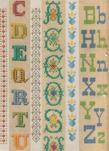Alphabet Cross Stitch Pattern PDF – Decorative Borders & Monogram Letters – Vintage Needlework Chart - Etsy