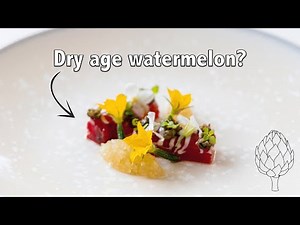 Delicious summer appetizer! Glazed watermelon dish with rind compote